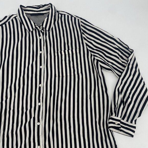 Jane Delancey Women’s XL Striped 100% Rayon Long Sleeve Button Up Shirt RELAXED - Picture 4 of 9